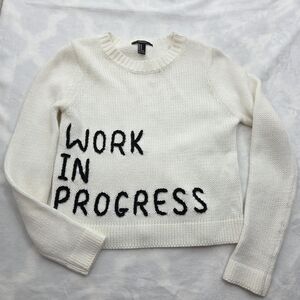 Forever 21 Work In Progress Cream Graphic Sweater 🤍✨ Size M